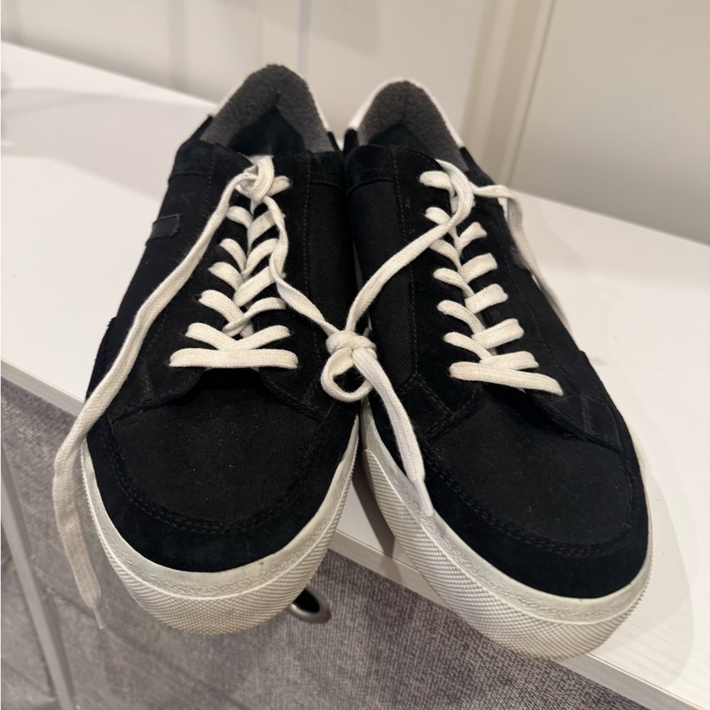 Re/Done Black and White Low-Top Canvas Sneakers